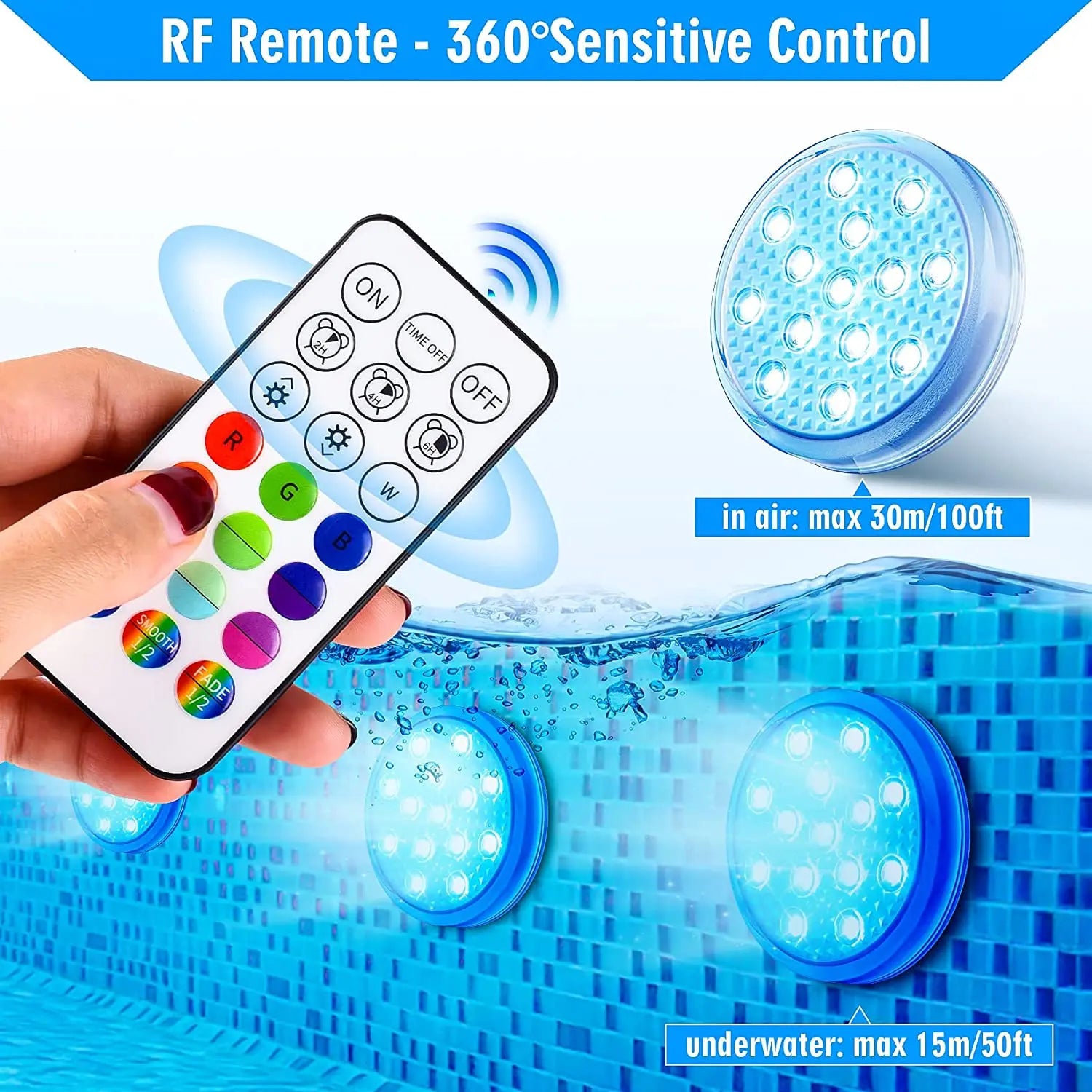 Rechargeable Underwater Submersible Pool Lights with Remote IP68 Waterproof Color Changing Led Floating Lights for Hot Tub Bath Beauty World Shop