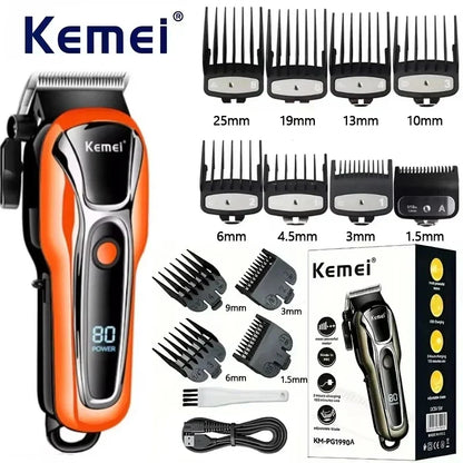 Kemei PG1990A USB Rechargeable Electric Hair Clipper Professional Cordless Men Hair Trimmer Men's Hair Cutting Machine Trimmer Beauty Trend Shop