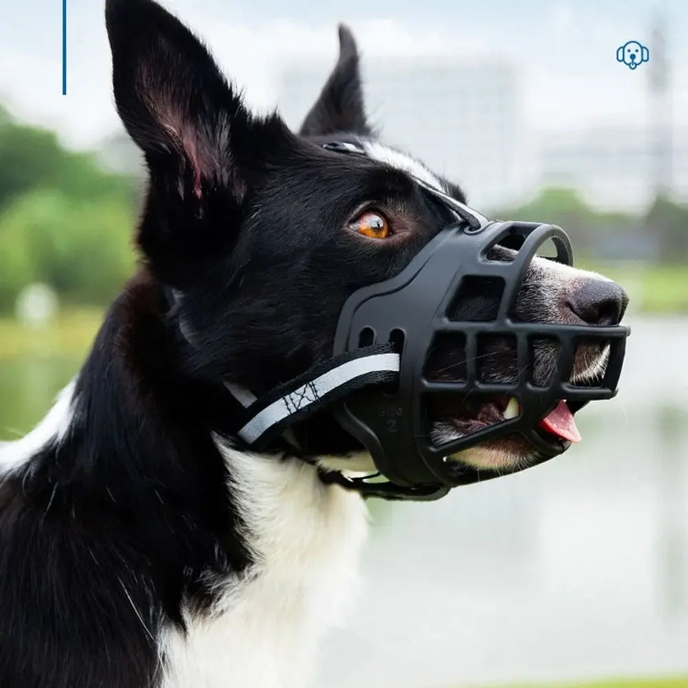 Adjustable Dog Muzzle Anti-Biting Dog Mouth Cover With Reflective Strip Can Drink Water Breathable Plastic Beauty World Shop