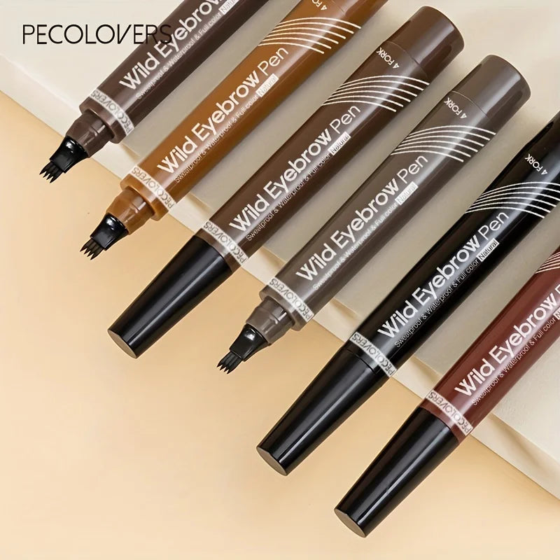 6 Colors 1pc Eyebrow Pen Waterproof 4 Split Tip Eyebrows Pen Eyebrow Tattoo Pen Waterproof Liquid Black Eyebrow Makeup Pencil Beauty Fashion