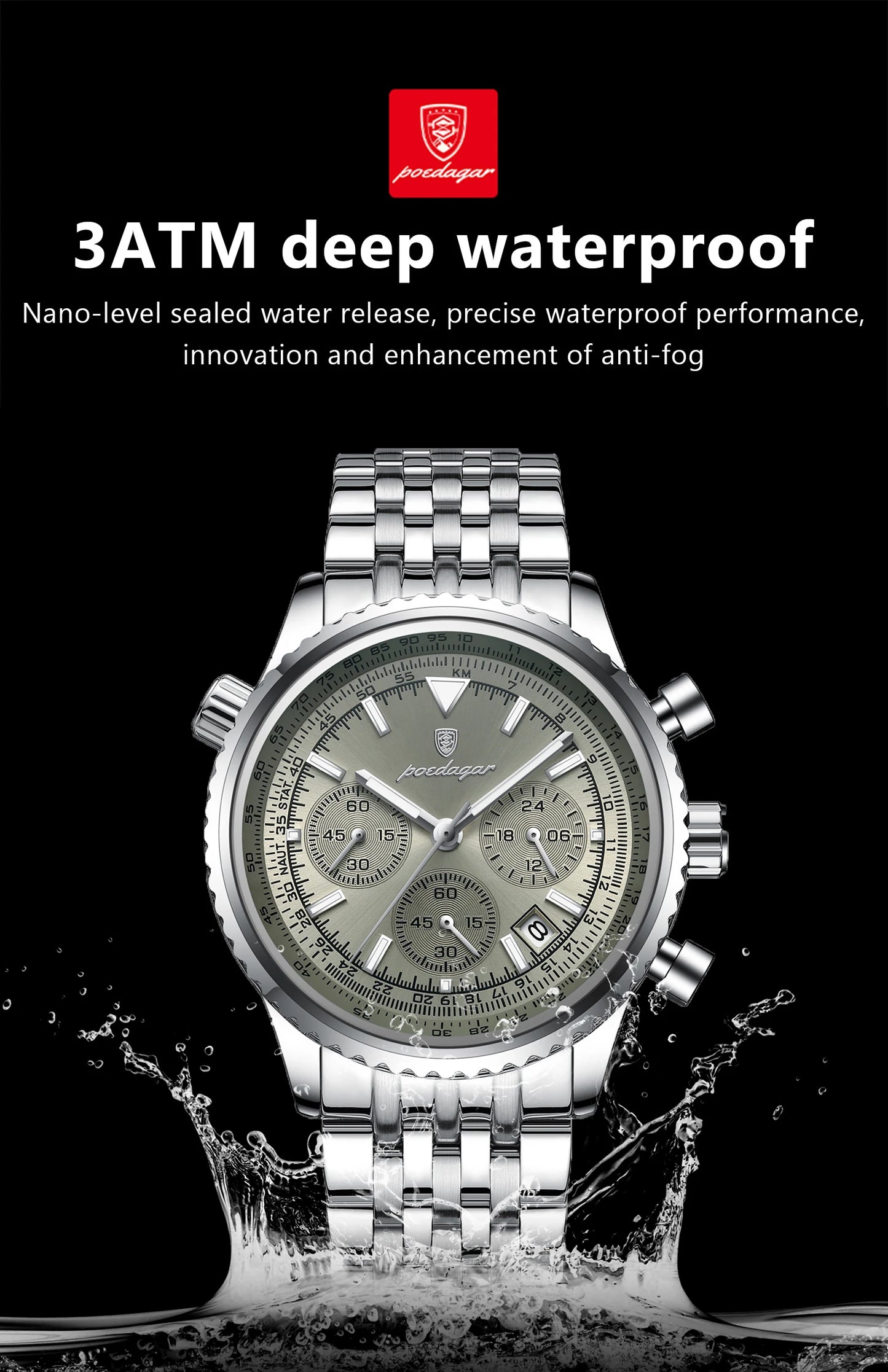 POEDAGAR Luxury Fashion Men Watch Stainless Steel Waterproof Luminous Quartz Male Clock Date Chronograph Military Men's Watches Beauty World Shop
