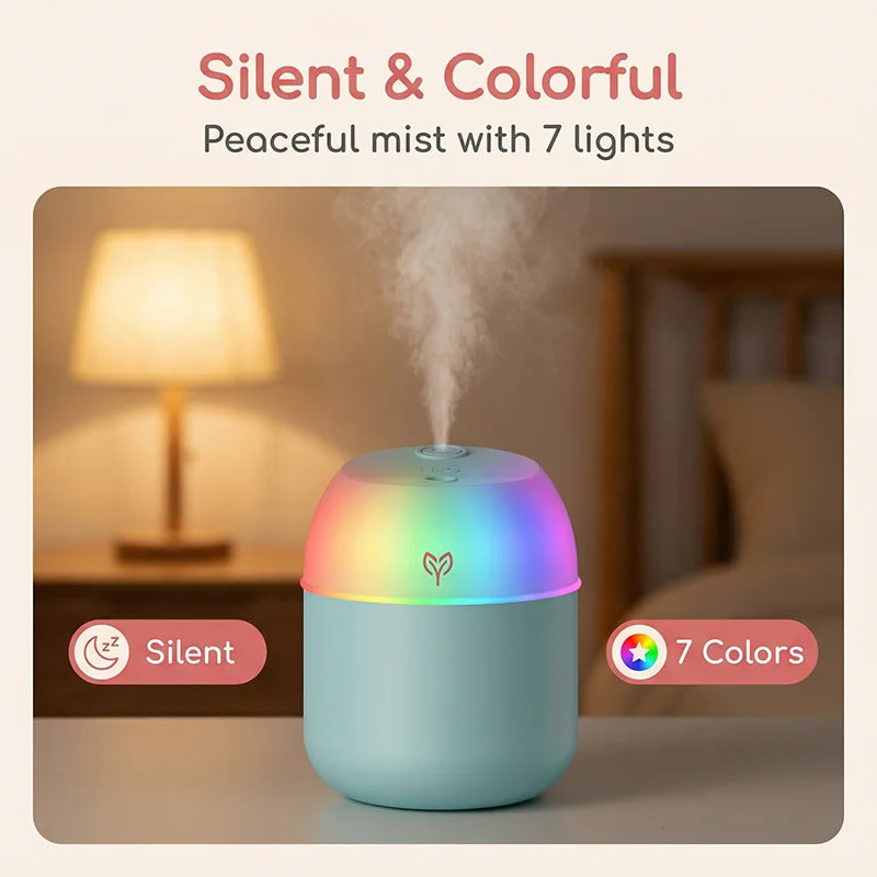 220ML Air Humidifier Cool Mist Aroma Diffuser LED Night Light Power-Off Protect USB Humidificador For Home Office Beauty World Shop