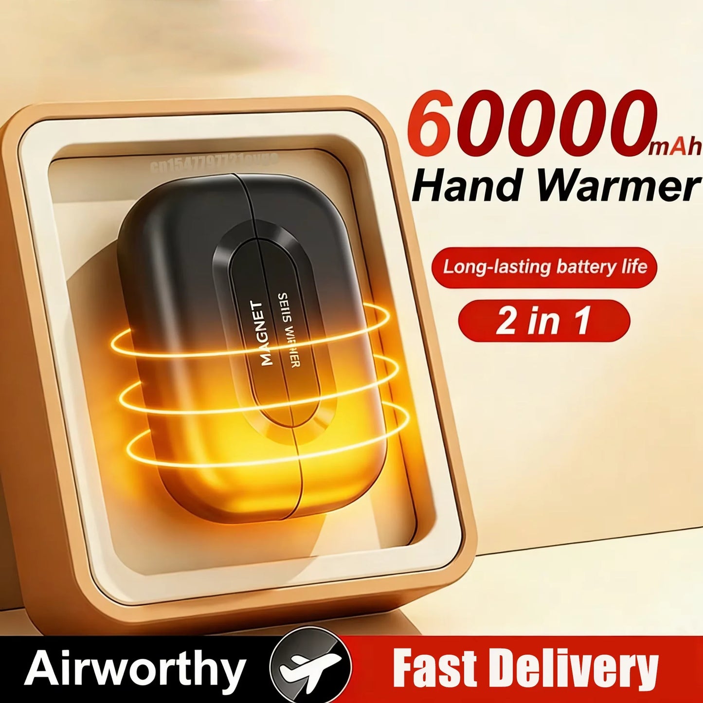2-in-1 Magnetic Hand Warmer 60000mAh Fast charging Digital Display Mini Portable USB Rechargeable Pocket Heater 2026 Beauty World Shop