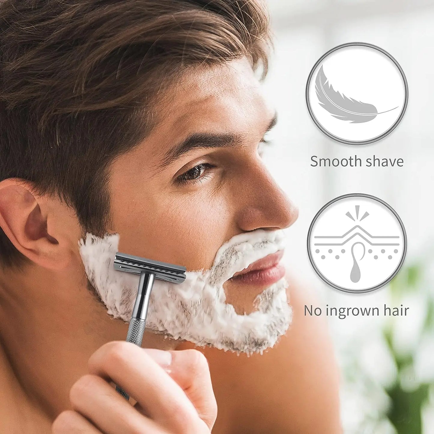 Double Edge Safety Razor for Men & Women, Metal Razor with 10 Platinum Coated Safety Razor Blades, Eco-Friendly Razor Beauty World Shop