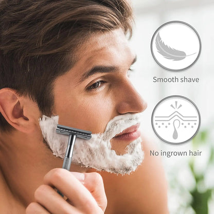 Double Edge Safety Razor for Men & Women, Metal Razor with 10 Platinum Coated Safety Razor Blades, Eco-Friendly Razor Beauty World Shop