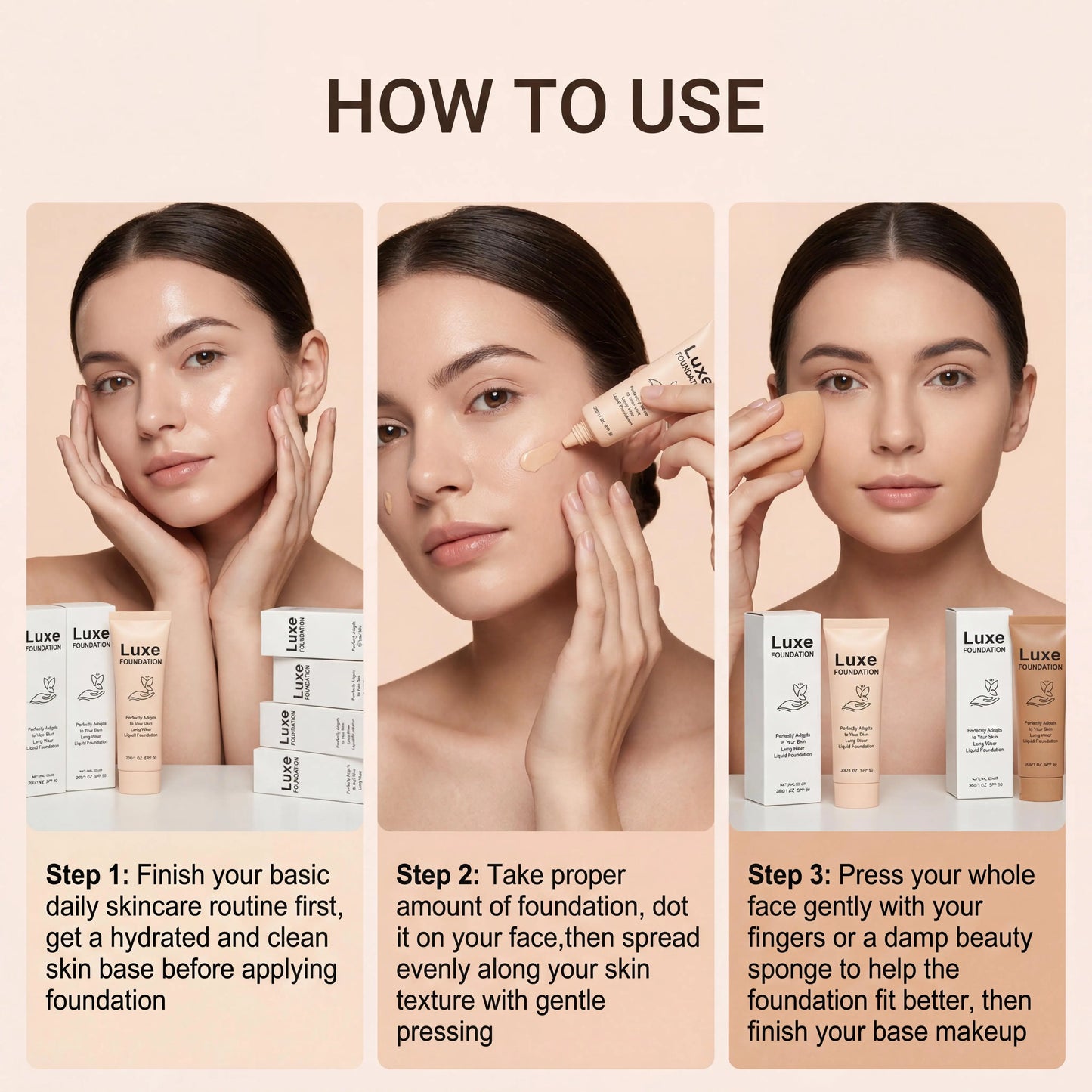 SPF 50 Color Changing Foundation Self Adjusting Adapt Skin Tone Conceal Face Fine Flaws Natural Invisible Skin Pores Makeup Base Beauty World Shop