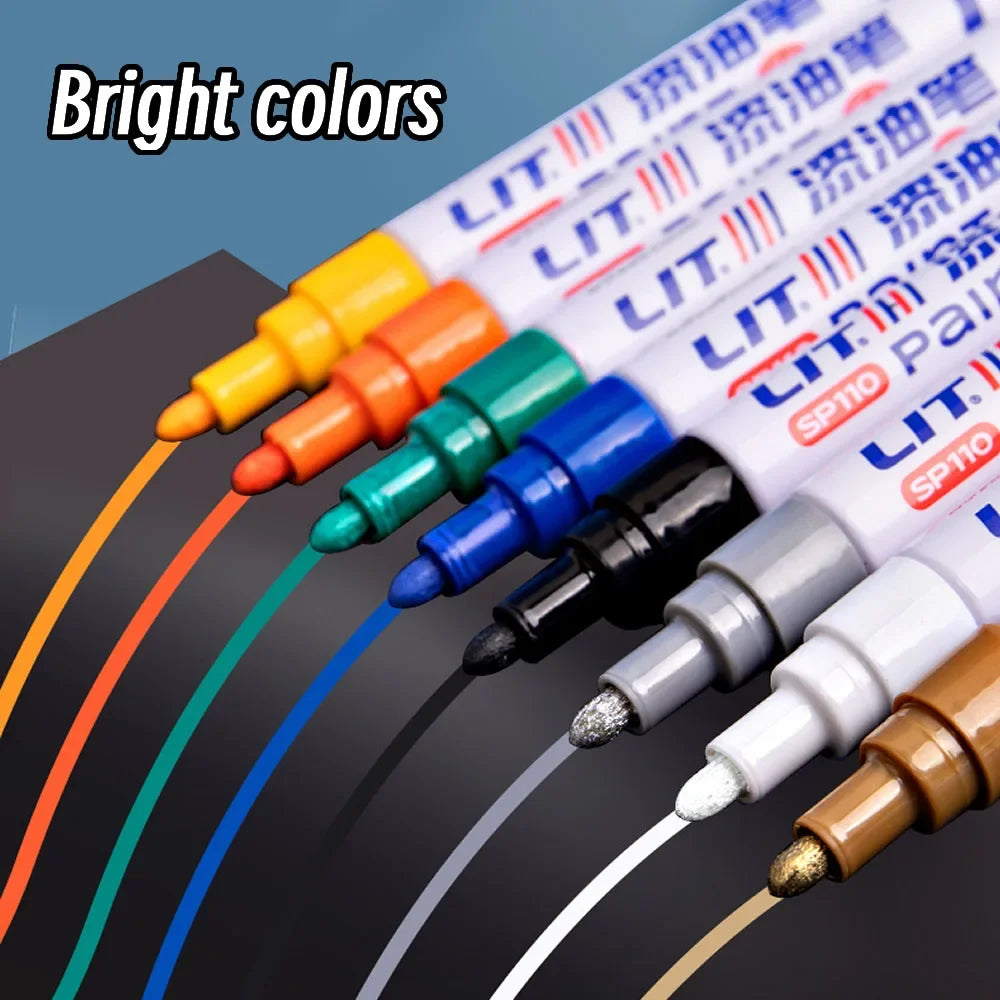 3mm 10p Colorful 8 Colors Permanent Paint Marker Waterproof White Markers tire tread rubber fabric Paint metal Paint Marker Pens Beauty World Shop