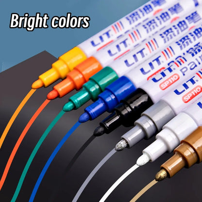 3mm 10p Colorful 8 Colors Permanent Paint Marker Waterproof White Markers tire tread rubber fabric Paint metal Paint Marker Pens Beauty World Shop