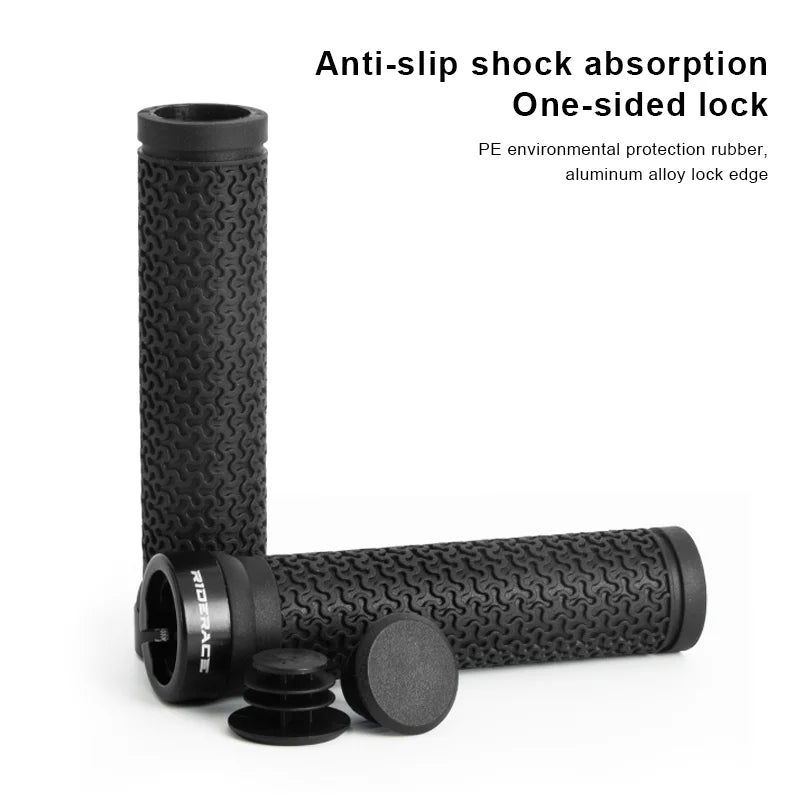 RIDERACE Bicycle Handle Bar Grips MTB Mountain Bike Single-sided Locking Handlebar Cover Rubber Non-slip Cycling Accessories Beauty World Shop