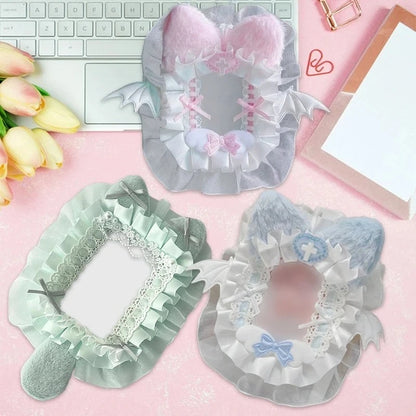 Diy Plush Lace Poker Card Holder Kpop Photocard Case Ribbon Bow Lolita Sweet Toploader Anime Itabag Ornament Id Card Display Beauty World Shop
