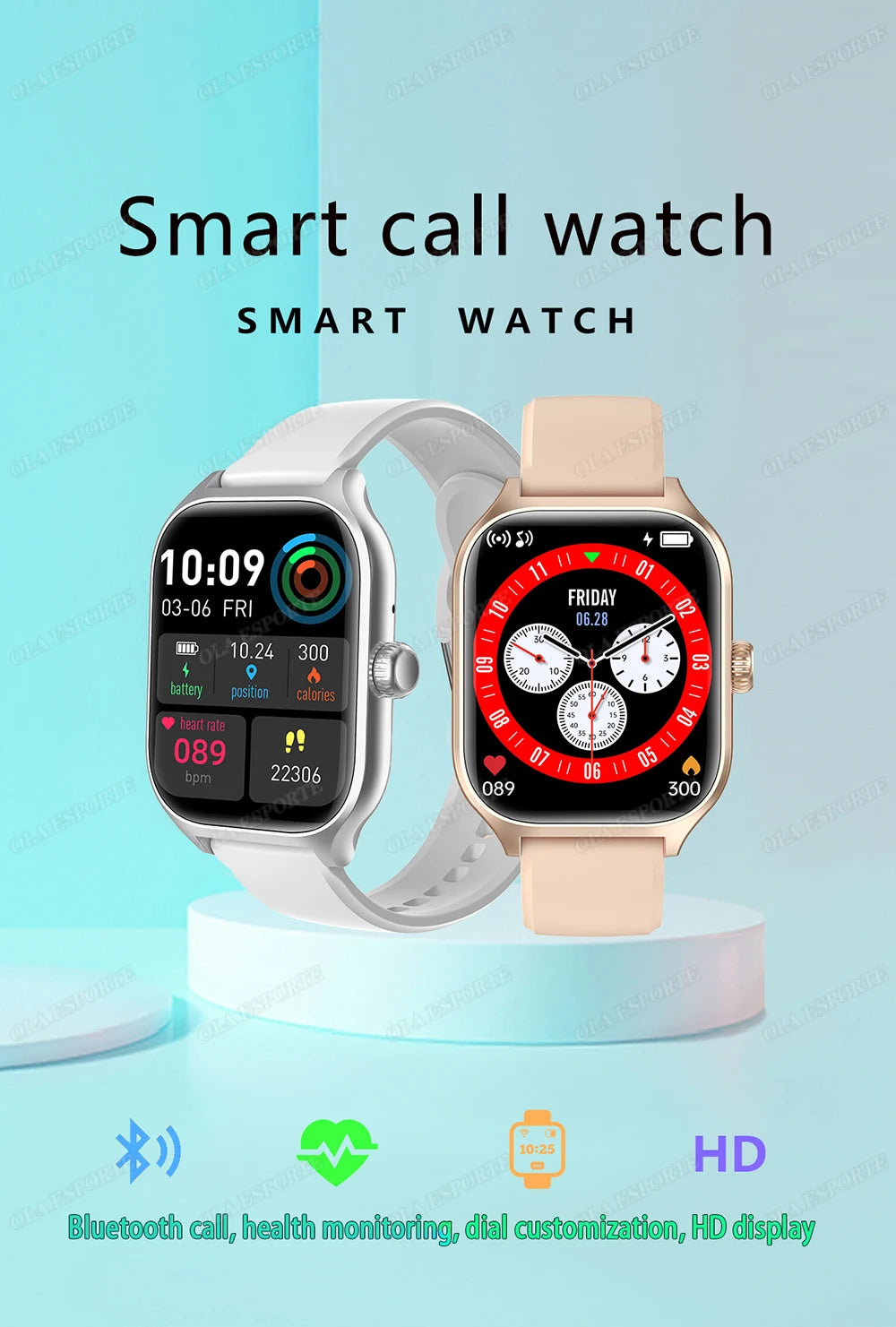 Smart Watch For Android IOS Watches 1.83inch HD Display Bluetooth Call Message Alert Music Sports Mode Smartwatch Men Women Gift Beauty World Shop