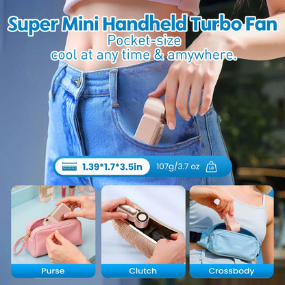 Mini High Speed Handheld Fan 3600mAh LED Display Portable Mini Handheld Turbo Fan, Desk Fan, Outdoor Cooling, Rechargeable Fan