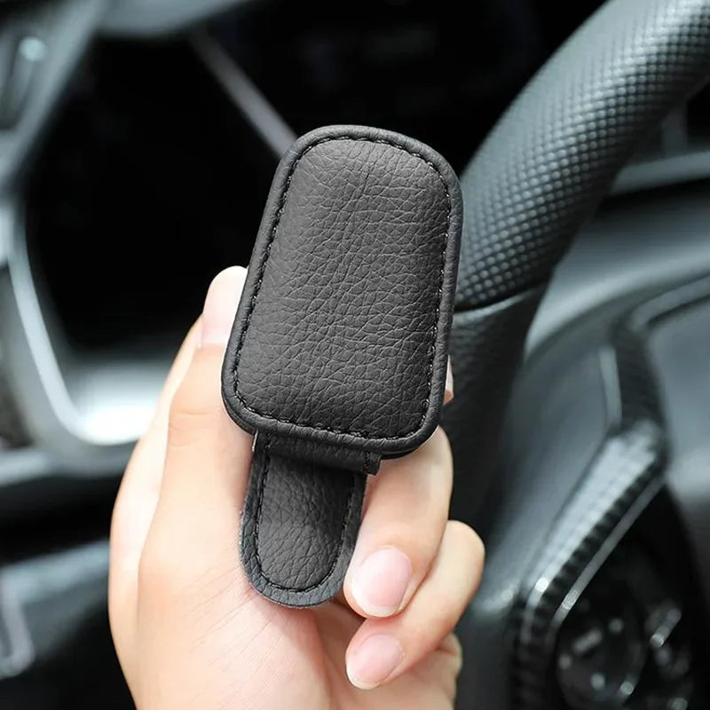 Car Sunglasses Holder Sun Visor Sunglasses Clip Cowhide Glasses Case Mount Auto Styling Ticket Card Clip Interior Accessories Beauty World Shop