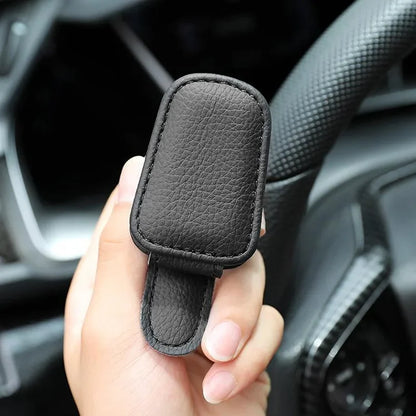 Car Sunglasses Holder Sun Visor Sunglasses Clip Cowhide Glasses Case Mount Auto Styling Ticket Card Clip Interior Accessories Beauty World Shop