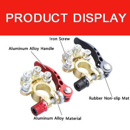 2Pcs Car Battery Terminal Connectors Quick Release Disconnect 12V 24V Positive Negative Battery Cable Ends for SAE/JIS Type Car Beauty World Shop