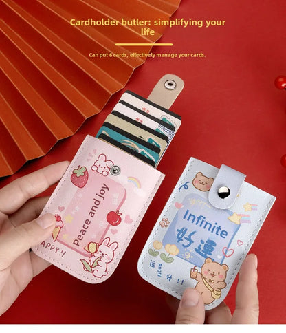 Vintage Oil Painting Pull Out Card Holder One Piece Women's Compact Ultra Thin Mini Cartoon New Style Niche Design Card Case Bag Beauty World Shop