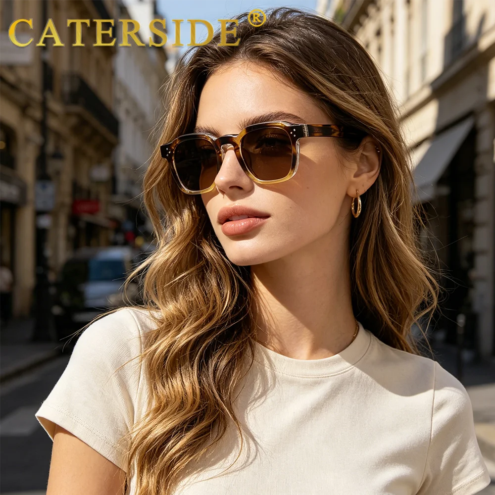 CATERSIDE Fashion Men Sunglasses Small Frame Square Personalized Design Sun Glasses Women Travel Party Business Festival Gift Beauty World Shop