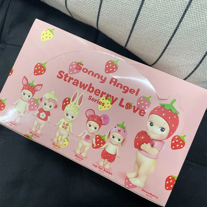 Genuine Sonny Angel Strawberry Love Series Cute Collectible Blind Box Dolls Desktop Decorations Surprise Fan Birthday Gift Toy Beauty World Shop