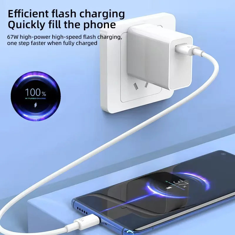 67W USB Fast Charger for xiaomi 14 13 12 11 10 Ultra Note 12T 13 Pro Turbo Quick Charge Type C USB Charging Cable Beauty World Shop