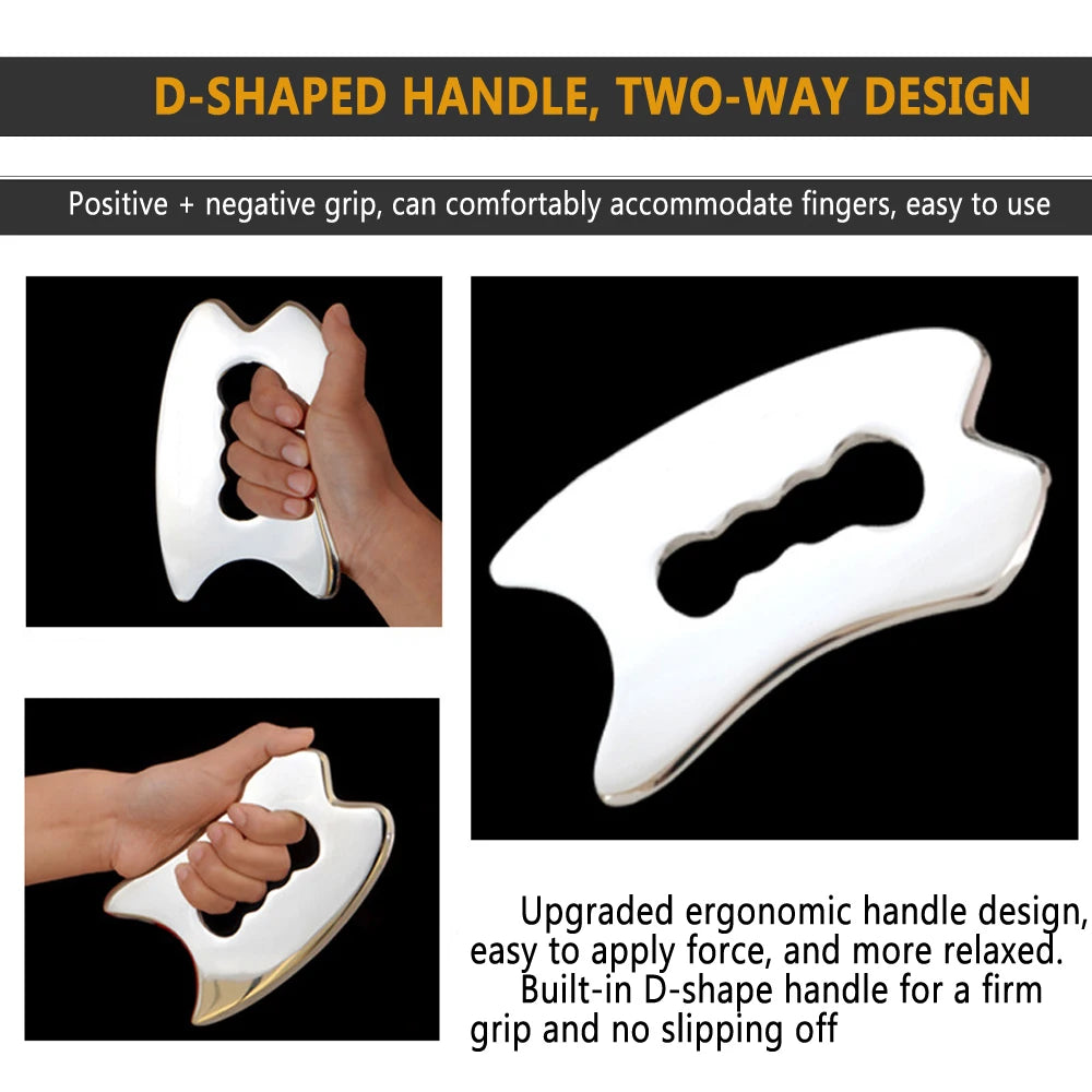 Professional Gua Sha Massage Tools, Stainless Steel Guasha Tool,Manual Massage Sticks for Jawline Sculpting & Puffiness Reducing Beauty World Shop
