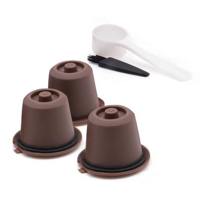 3pcs Refillable Reusable Coffee Capsule Filters for Nespresso Machine Beauty World Shop