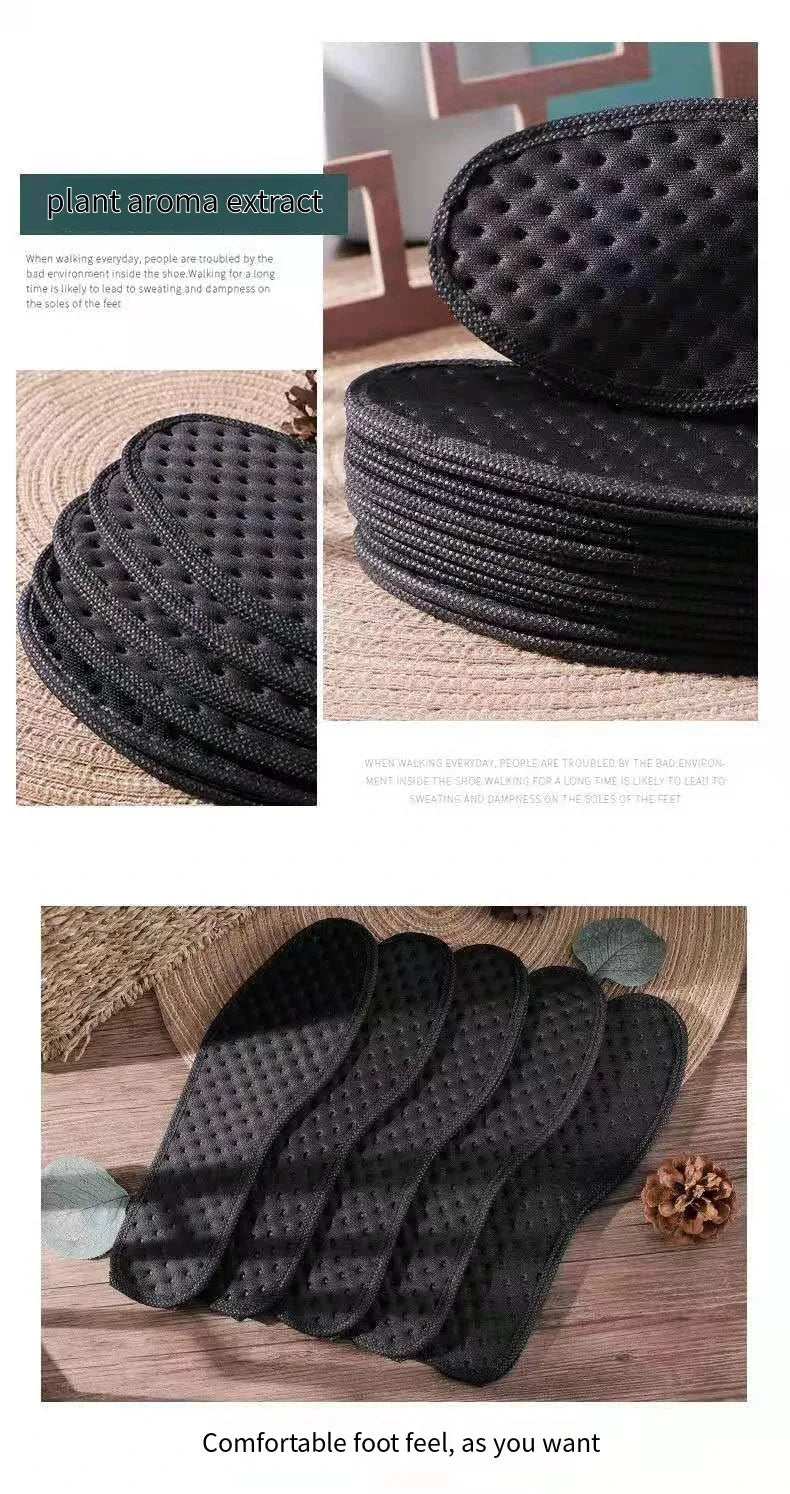 1 Pair Bamboo Charcoal Antibacterial Insoles Plant Deodorant Thick Shock Absorbing for Running Sports Beauty Trend Shop