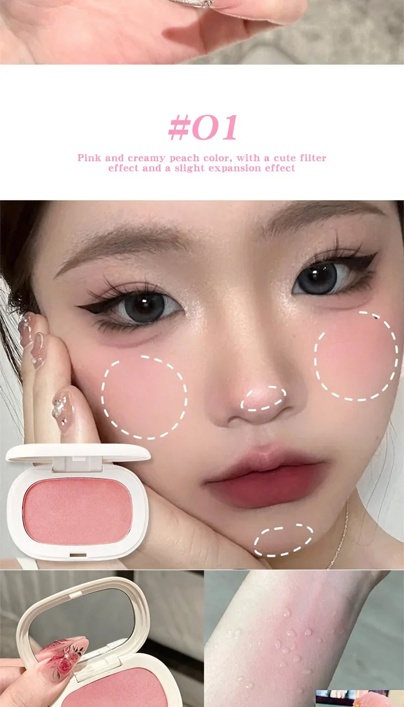 Phantom Bear Single-Color Blush Cream — Mochi Texture, Powder-Free Formula, Low-Saturation, Long-Lasting Natural Matte Finish Beauty Trend Shop