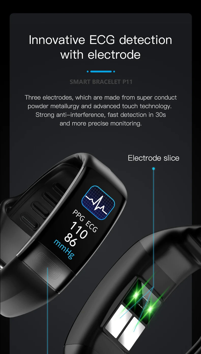 ECG+PPG Smart Wristband Fitness Tracker for Women Men Calorie Blood Pressure Waterproof Sport Smartband Health Smartwatch Beauty World Shop