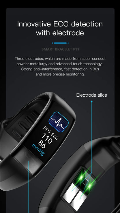 ECG+PPG Smart Wristband Fitness Tracker for Women Men Calorie Blood Pressure Waterproof Sport Smartband Health Smartwatch Beauty World Shop