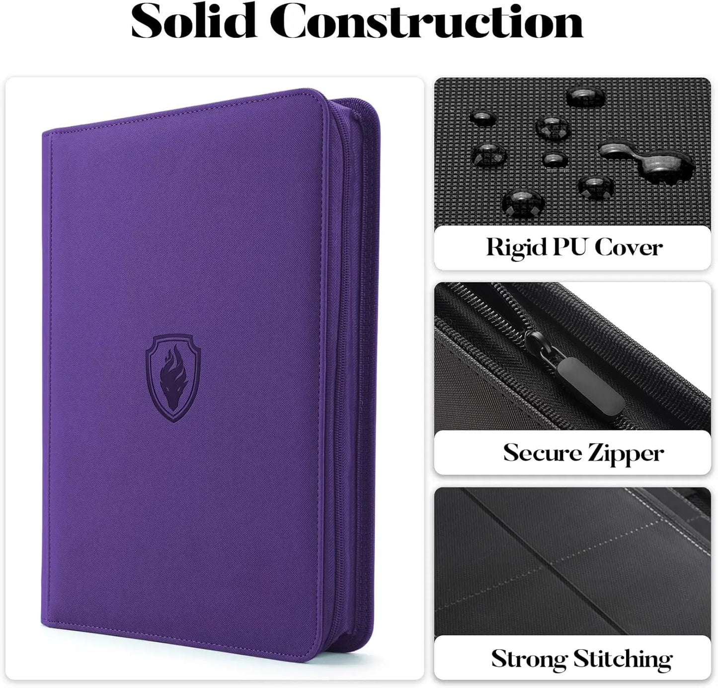 9 Pocket Zipper Card Binder, 360 Trading Card Holder Book, Premium PU Cover Zip Binder for Cards, Durable Side Loading Card Beauty World Shop