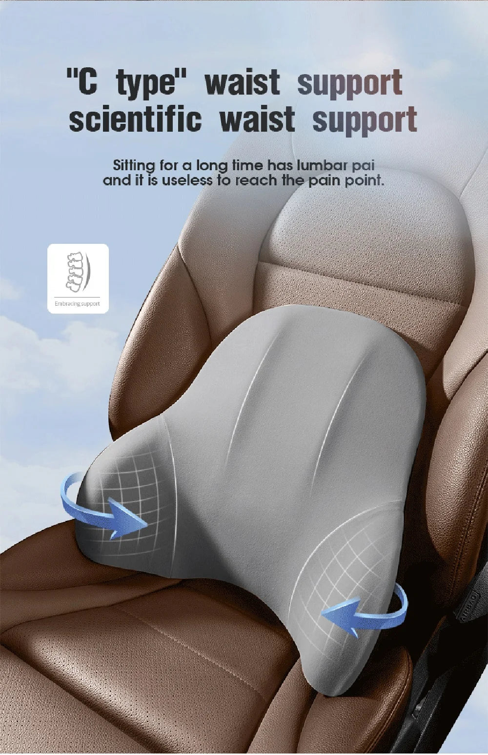 Car Neck Pillow Memory Foam Protective Lumbar Back Support Breathable Car Headrest Cushion Relieve Stress Car Seat Pillow Beauty World Shop