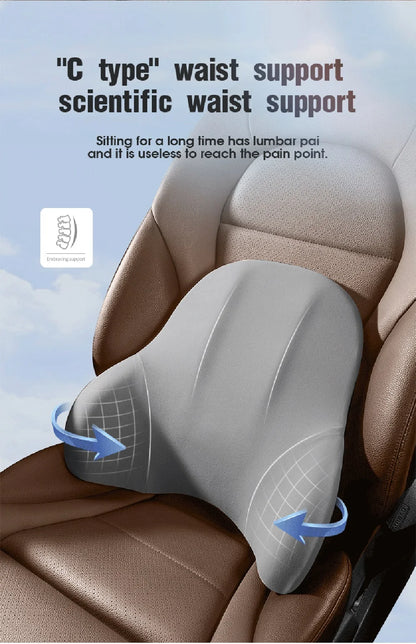 Car Neck Pillow Memory Foam Protective Lumbar Back Support Breathable Car Headrest Cushion Relieve Stress Car Seat Pillow Beauty World Shop