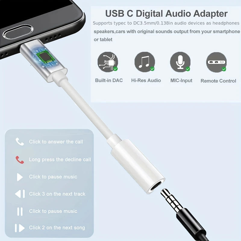 Type C To 3.5mm Aux Adapter 3 5 Jack Audio Cable for Huawei Xiaomi Redmi POCO Sumsang LG 3.5MM to 8Pin Aux Adputer for iPhone Beauty World Shop