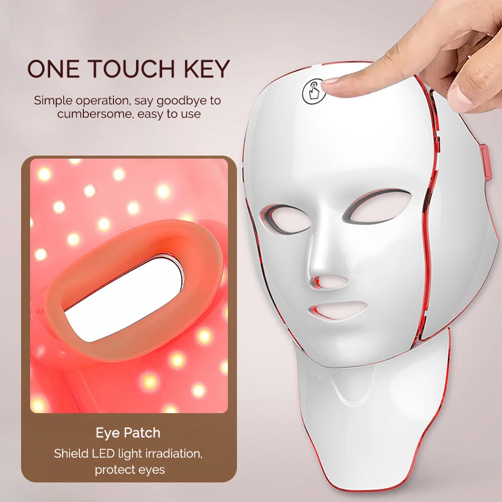 Face Neck Beauty Mask 7 Colors Light LED Mask Photon Red Light Facial Skin Care Repair Skin Anti Aging Wrinkle Skin Tightening Beauty World Shop