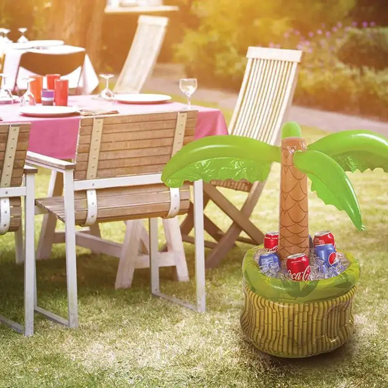 Inflatable Palm Tree Ice Bucket Bear Cooler Drink Holder Hawaiian Birthday Decoration Summer Beach Pool Party Supplies Balloon Beauty World Shop
