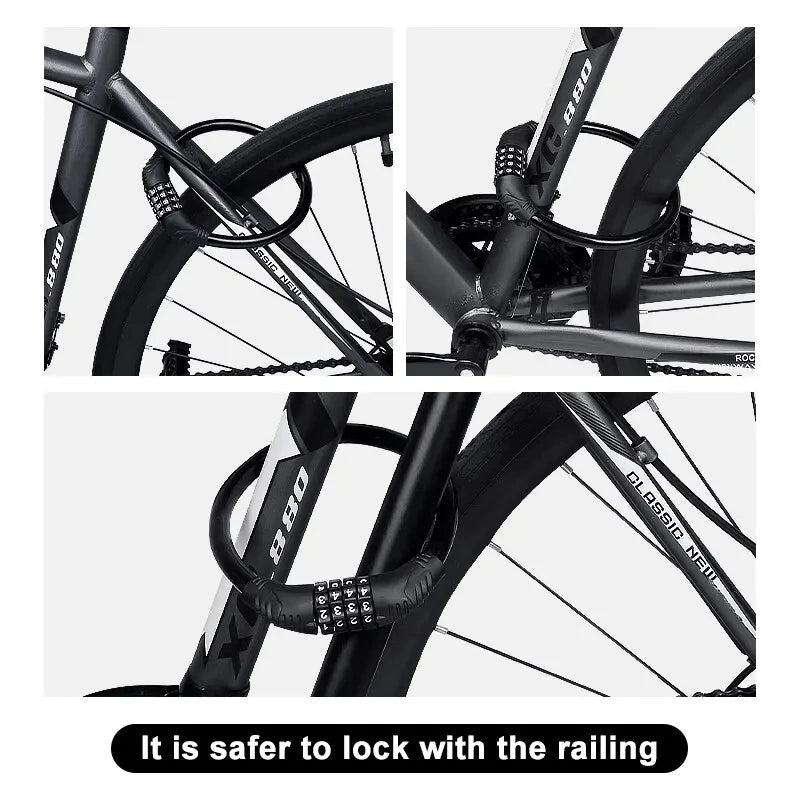 Bike Lock Mountain Bike Portable Security 4-digit Code Bike Lock for Bicycle Motorcycle Scooter Beauty World Shop