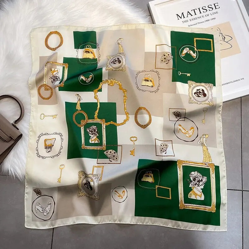 Luxury Silk Feeling Shawl Square Scarf Women Spring Hijab Fashion Wraps Neckerchief Female Hair Bands Ribbon Headband Bandana Beauty World Shop