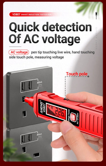 ANENG VD807 One-word Induction Portable 50/60Hz Smart Electric Pen Tester NCV Sensor AC 12-300V Non-contact Wire Detector Tools Beauty World Shop
