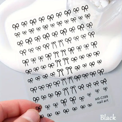 1/2pcs Black White Pink Mini Bowknot Design Nail Art Sticker Self Adhesive Lace Ribbons Bow Butterfly Decals Nail Art Decoration Beauty World Shop