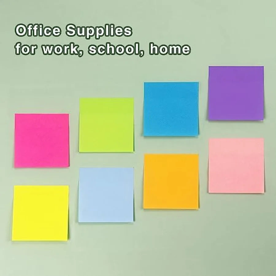 8 Pads Sticky Notes 3x3 Self-Stick Notes 8 Bright Multi Colors Purple Sticky Notes, 85 Sheet/Pad Beauty World Shop