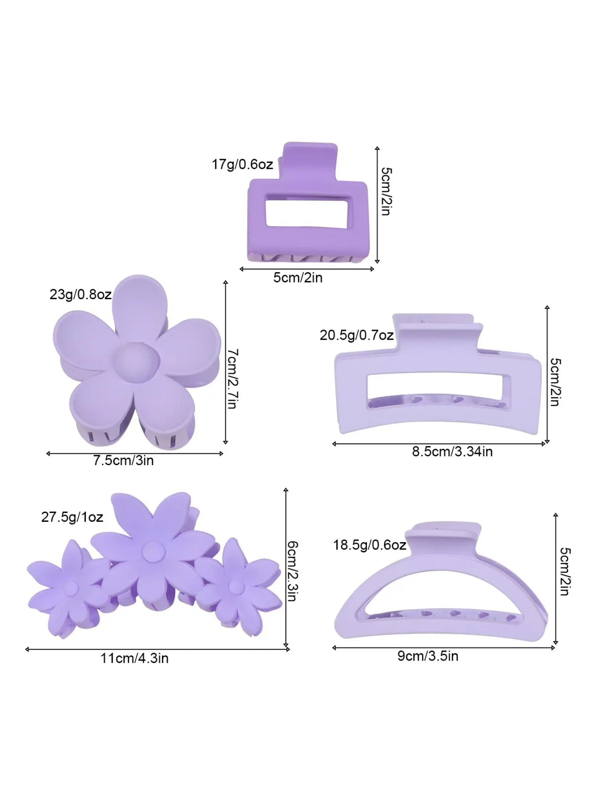 5 Pcs Mixed Colors And Shapes Big Hair Claw Clips for Women Girls Thin Thick Curly Hair, Strong Hold Jaw Clips. Beauty World Shop