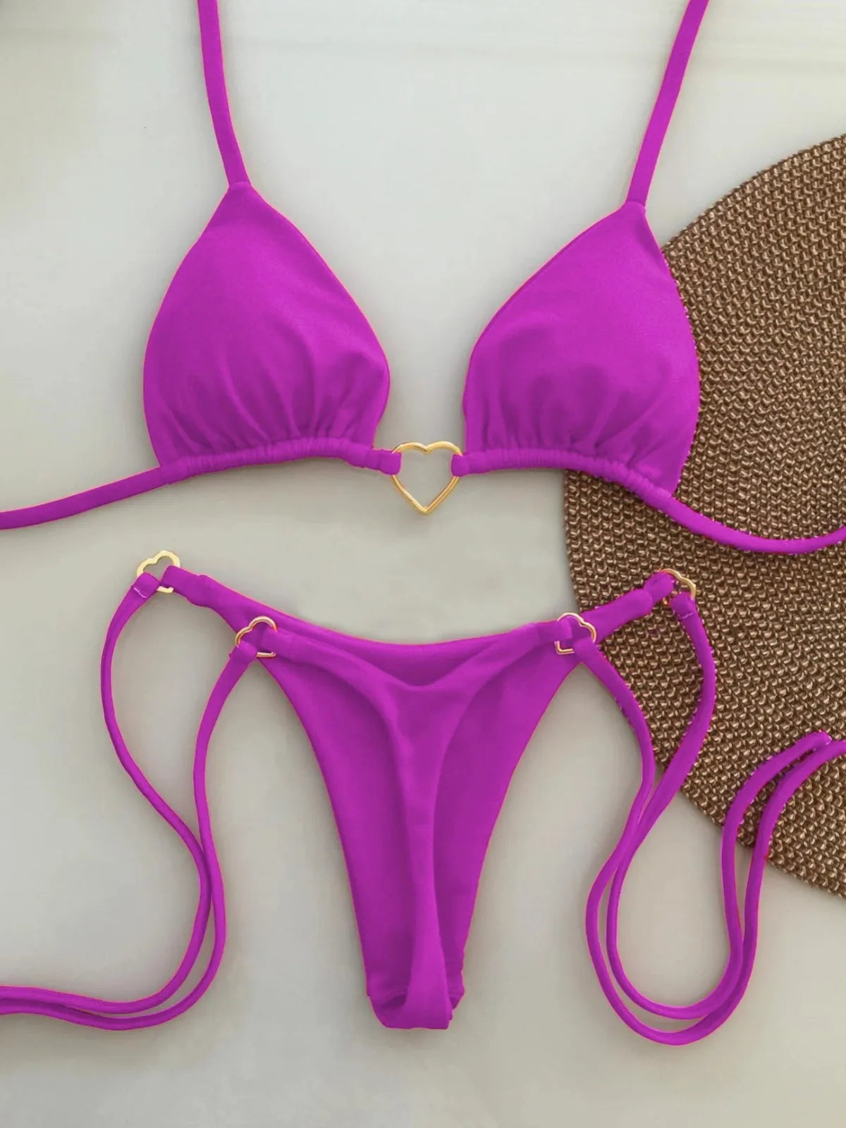 New Solid Color White Bikini Women suit Low Waist Lace-up Fashionable Swimsuit Two-piece Set Beauty World Shop