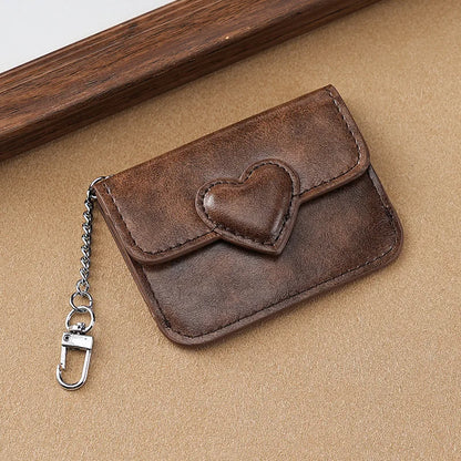 PULeather Card Holder Purse Women Cute Heart Shaped Small Wallet Multi-card Anti-magnetic Card Holder Travel Cash Coin Bag Beauty World Shop