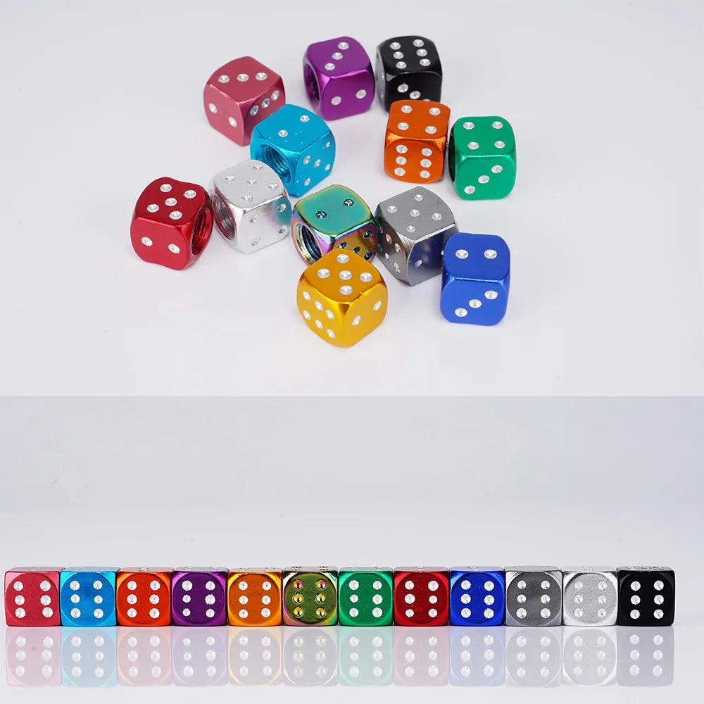 Aluminum Dice Tire Valve Caps Dustproof Car Truck Motocycle Bike Dice Wheel Stem Tyre Tire Wheel Stem Air Valve Dust Cap Cover Beauty World Shop