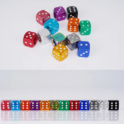 Aluminum Dice Tire Valve Caps Dustproof Car Truck Motocycle Bike Dice Wheel Stem Tyre Tire Wheel Stem Air Valve Dust Cap Cover Beauty World Shop