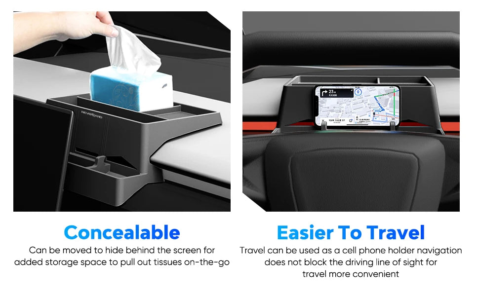 NEVERLAND Center Console Organizer, Behind Screen Storage Box for Tesla Cybertruck, Phone Holder Truck Accessories Beauty World Shop