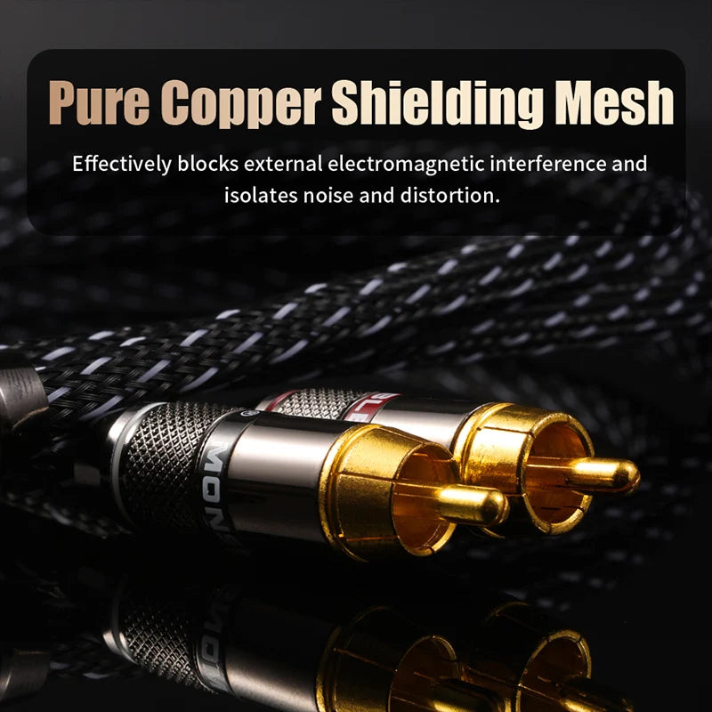 QINCROWN 6N OFC 2RCA Interconnect Cable, 24K Gold-Plated Plugs HiFi Audiophile for Amp DAC Preamp Home Audio Gear Beauty World Shop