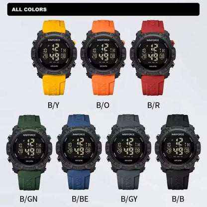 NAVIFORCE 7104 Sports Men's LCD Digital Leisure Date Week Alarm Clock Waterproof Silicone Strap Electronic Watch électronique Beauty World Shop