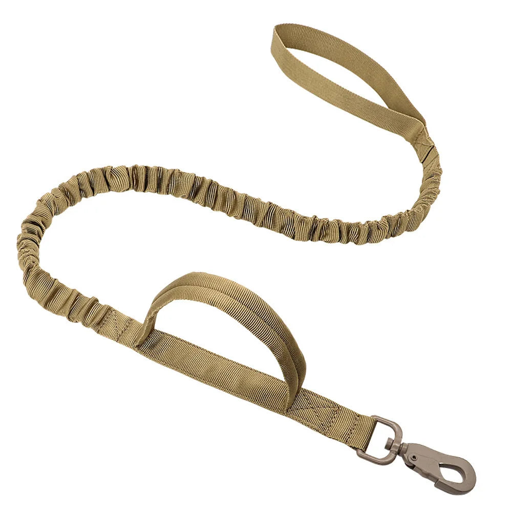 Military Tactical Dog Leash Training Adjustable Quick Release Elastic Leads Rope With 2 Control Handle For Medium And Small Dogs