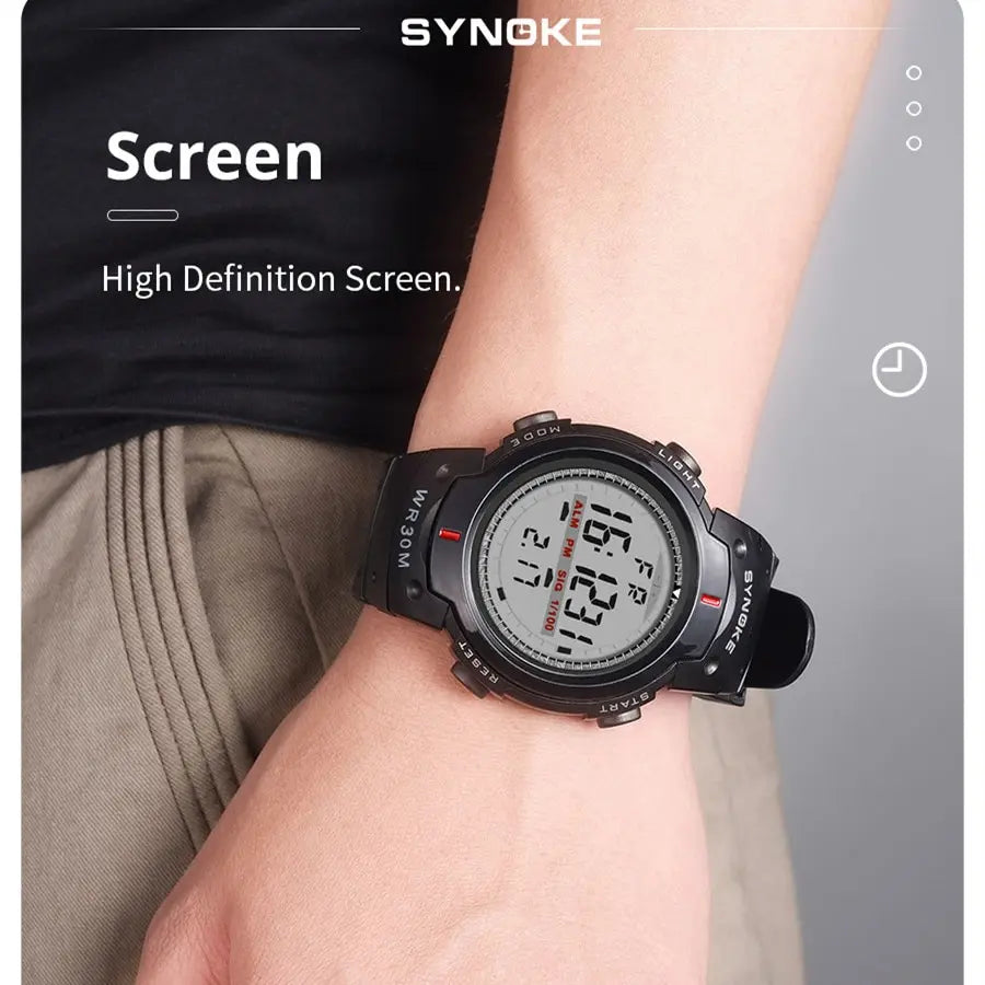 SYNOKE Men Electronic Watch Sports For Men Waterproof Luminous Multi Function Outdoor Mountaineering Large Screen Electronic Wat Beauty World Shop